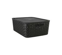 - Panier de rangement tressé avec couvercle TRESSY - Noir - Tressy