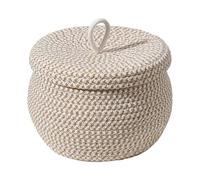 Panier de rangement tressé - Petit organisateur rond couvert pour lavabo de chambre à coucher | Panier décoratif en osier pour comptoir de salon, chambre à coucher, salle de bain, bureau