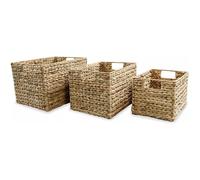 Panier de rangement - vidaXL - 3 pcs - Jacinthe d'eau - Métal - Beige