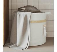 Panier de rangement - VIDAXL - Ø38x36 cm - 100% coton - Blanc - Design élégant avec pompon