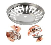 Panier de Remplacement pour évier, 1 PCE, Ø 79 mm Panier en Acier Inoxydable, Couleur Argent, Panier avec Ø 6 mm de perçage, 20 Fentes, PCE de Rechange pour évier de Cuisine