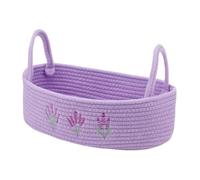 Panier de réservoir de toilette décoratif en corde de coton tissé | Panier de rangement avec poignée pour maison, salle de bain, appartement, cuisine, ferme, plan de travail, réservoir violet