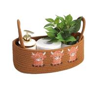 Panier de réservoir de toilette en corde de coton tissé | Panier à papier toilette avec poignée pour maison, salle de bain, appartement, cuisine, ferme, plan de travail