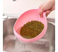 Panier de riz, panier de fruits 1 passoire à riz, bol de lavage de riz en plastique avec poignée, passoire de lave-riz, bol de cuisine léger for riz, légumes, fruits(Large Pink,28x20x10cm)