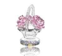Panier de roses en cristal rose à collectionner Figurines cadeaux pour femme, bouquet de roses en verre, souvenir, presse-papier