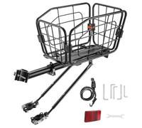 Panier de roue arrière de vélo - En d'aluminium multifonction - Porte-bagages de vélo en tube d'acier - Pour pique-nique, road trip, excursions en ville, trajets en ville, trajets en ville