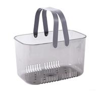 Panier de salle de bain transparent avec design de drainage pour les essentiels de douche, construction en plastique avec poignées pratiques pour un transport et un rangement faciles (gris)
