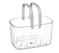 Panier de salle de bain transparent avec design de drainage pour les essentiels de douche, construction en plastique avec poignées pratiques pour un transport et un rangement faciles (blanc)