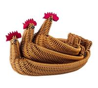 Panier de service au pain, panier de rangement, paniers à pain pour table 3 pcs Panier de fruits en rotin en forme de poulet 11/8,3/6,7 pouces panier en osier tissé collations décoratives