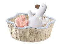 Panier de service tissé à la main, panier de service de table avec aspect rotin en plastique tressé, maison de campagne porte-fruits pour cuisine, table à manger, garde-manger, salon, vacances