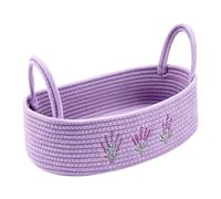 Panier de toilette en corde de coton tissé décoratif | Panier de rangement avec poignée pour maison, salle de bain, appartement, cuisine, ferme, plan de travail, réservoir violet
