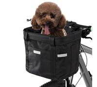 Panier de vélo, 10 kg storng Poulot de vélo Pliable Panier Devant, Porte-Chien Amovible pour Guidon, Lavable en Machine, Guidon