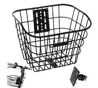 Panier de vélo amovible - Panier métallique amovible pour scooter avec support de montage | Rangement à bagages robuste en fer pour navetteurs et courses alimentaires | Porte-guidon universel
