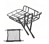 Panier De Vélo Avant, Panier De Porte-Bagages, Porte-Bagages De Roue Avant en Métal avec Barres De Retenue en Filet, Universel for D7 D8 P8(Black)