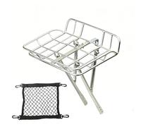 Panier De Vélo Avant, Panier De Porte-Bagages, Porte-Bagages De Roue Avant en Métal avec Barres De Retenue en Filet, Universel for D7 D8 P8(Silver)
