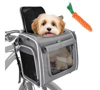 Panier de vélo Avant pour Chien, 4 en 1 Panier de vélo pour Petite 4 Portes Ouvertes, 4 fenêtres en Maille, avec Coussin,Imperméable, Idéal Panier Velo pour Petits Chiens, Chats jusqu'à 8KG