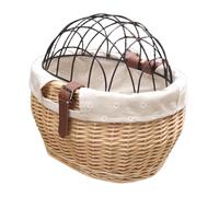 Panier De VéLo En Osier Pour Petits Chiens Et Chats, Panier Avant De Transport Pour Animaux De Compagnie Avec Couvercle En Treillis MéTallique