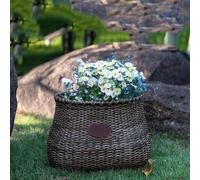 Panier de vélo en rotin avec un design élégant et un porte-gobelet sécurisé pour boissons (marron foncé)
