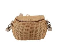 Panier de vélo enfant LDAUYZLING, design simple avec couvercle, sangle réglable, léger et robuste, en rotin, idéal pour l'école et les voyages à vélo.