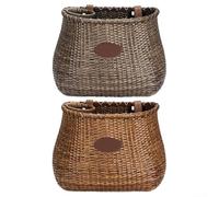 Panier de vélo fonctionnel en rotin avec grande capacité pour des aventures pratiques en plein air (couleur café)