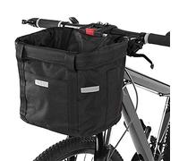 Panier de vélo Pliable Avant avec Adaptateur de Guidon et Attaches de câble, Sac de Guidon Amovible pour Petit Chien Shopping Voyage