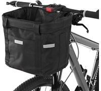 Panier de vélo pliable avant avec adaptateur de guidon et serre-câble, sac de guidon amovible pour petit chien, shopping, voyage, pique-nique, 34 x 24 x 8 cm