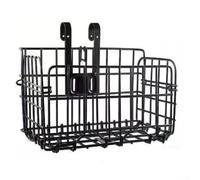 Panier de vélo pliable avec crochet pour guidon avant et siège arrière - Panier de vélo en fer compatible avec VTT (épais noir)