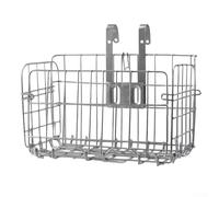 Panier de vélo pliable avec crochet pour montage avant et arrière, matériau en fer, durabilité et résistance, design spacieux pour transporter les essentiels (argent épais, argent)