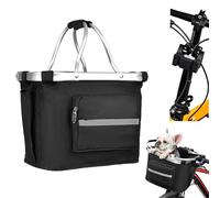 Panier de vélo pliable pour l'avant, panier de guidon amovible, sac de vélo étanche avec adaptateur de guidon, accessoires de vélo, sac pour animaux de compagnie, petit chien, voyage, pique-nique (A)