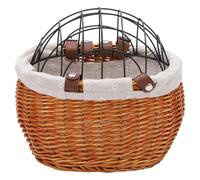 Panier de vélo pour Chien en Saule Naturel, avec Coussin et Couvercle Amovibles, Panier de vélo sécurisé pour Chiens, Support sur Guidon Avant, Marron