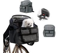 Panier de vélo pour chien, sac de vélo pour animaux de compagnie, panier de vélo pliable 2 en 1, panier pour chien, sac à dos pour chien avec adaptateur de guidon pour petits animaux de compagnie