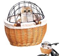 Panier de vélo pour Chiens, 11.8x9.8x13.8 Carrier de vélo de Chat en Creux en Creux Respirant Panier de Devant de vélo en osier Amovible avec Couvercle en Mailles