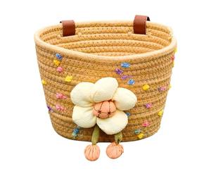 Panier de vélo pour enfants, corde de coton tissée à la main, grande capacité, panier avant pour vélo pour enfants et filles, trottinettes tricycles et sans pédales