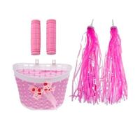 Panier de vélo tissé pour enfants avec poignées amovibles pour guidon de vélo - Décoration avec pompons - Ruban d'équilibre - Ornements