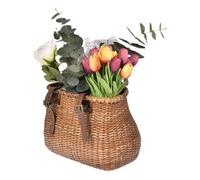 Panier de vélo tressé à la main rotin - rotin tissé à la main, panier de vélo en cuir réglable avec boucles | Panier de rangement pour enfants adultes