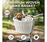 Panier de vélo tressé amovible, panier de vélo avant imperméable et durable avec sangles en cuir, panier de rangement polyvalent pour vélo et scooter Blanc,BrunPolypropylène