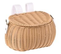 Panier de vélos pour enfants | Panier de scooter D Panier de vélo de forme en forme de panier de vélo en osier portable pour enfants avec sangles et couvercle panier de vélo avant détachable paniers