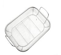 Panier de vidange à double poignée pour barbecue, panier de barbecue en acier inoxydable, panier suspendu pour contrôle de l'eau, pour évier, barbecue et armoire 38 x 28 x 5 cm
