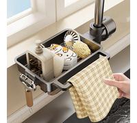 Panier de vidange de robinet de cuisine en ABS, support d'éponge, étagère de rangement d'évier avec crochets Gauche,DroiteABS