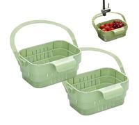 Panier de vidange d'évier pliable à suspendre avec couvercle à rabat | Design peu encombrant - Support de rangement pour robinet, fruits et légumes, multifonction, égouttoir à ustensiles (vert)