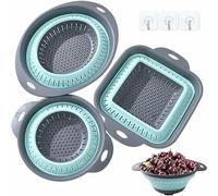 Panier de vidange en Silicone rétractable pour ménage créatif Rond + carré + Ovale Vert Clair