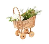 Panier décoratif en osier Pram, panier de fleurs décoratif tissé à la main avec poignée, fête de mariage grande pièce maîtresse, idéale pour organiser des décorations florales (25 * 18,5 * 32 cm)