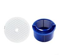 Panier d'écumoire de piscine blanc et bleu avec couvercle compatible avec les modèles Hayward SP1098, SP1091ES, SP1096, SP1097