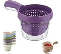 Panier d'égouttage à double couche, petite passoire à fruits avec poignée, ensemble de bols de crépine d'évier de cuisine légers pour rincer les fruits, tamis à légumes 2 en 1 pour baies (Purple)
