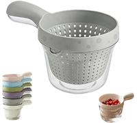 Panier d'égouttage à double couche, petite passoire à fruits avec poignée, ensemble de bols de crépine d'évier de cuisine légers pour rincer les fruits, tamis à légumes 2 en 1 pour baies (Gray)