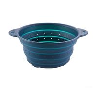 Panier d'égouttage pliable en silicone pour la préparation des aliments, le lavage, le drainage des pâtes cuites et un rangement efficace (petit bleu)