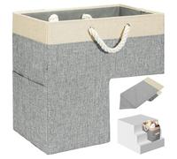 Panier d'escalier 16x16x10in Panier étape en tissu escalier pliable avec poche avant et manipuler des paniers d' minimaliste pour escaliers en moquette, escaliers en bois