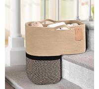 Panier d'escalier tissé élégant pour escaliers en moquette, panier de rangement en lin avec poignées pour jouets, livres et téléphones (B)