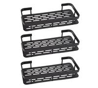 Panier d'étagère de douche, peu encombrant, haute charge, étagère de rangement de douche en aluminium à 3 couches avec autocollants sans trace pour la maison (noir)