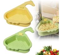 Panier d'évier 2025 - Passoire automatique pour évier d'angle, compartiment de rangement pour aliments, fruits et légumes - Pour Zuha (vert + jaune)